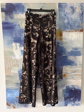 Black Lace Overlay Pants